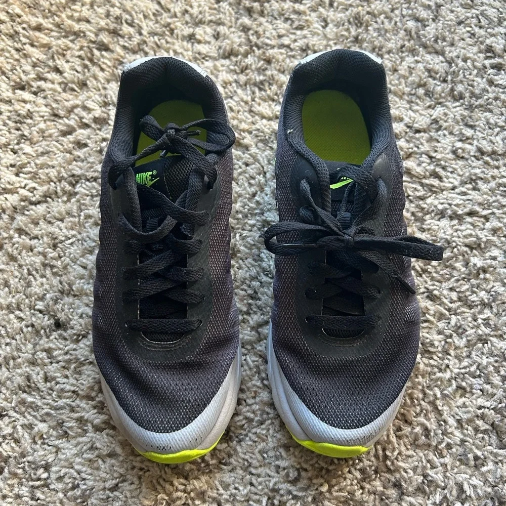 Nike Kids Black and Neon Green Athletic Shoes